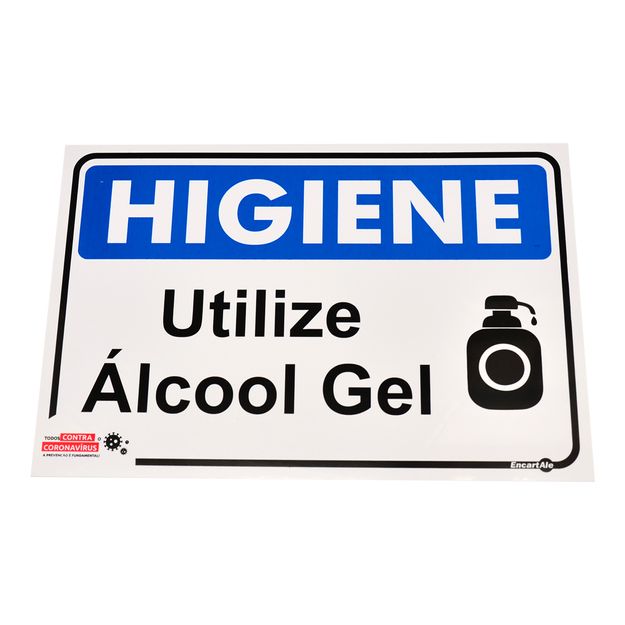 Placa-de-Sinalizacao-HIGIENE-UTILIZE-ALCOOL-GEL-Ref-PS485-ENCARTALE